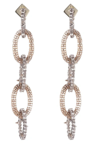 Alexis Bittar Crystal Encrusted Chain Drop Earrings In Two Tone In Multi