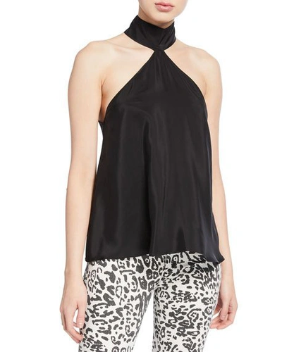 Amanda Uprichard Queens High-neck Sleeveless Silk Top In Black