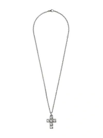 Gucci Necklace With Square G Cross In Silver In Undefined