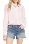 Rails Charli Striped Button-front Shirt In Peach Stripe
