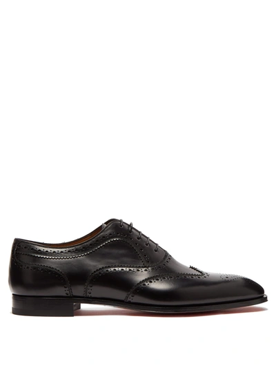 Christian Louboutin Men's Cousin Platerissimo Brogue Leather Oxford Shoes In Black