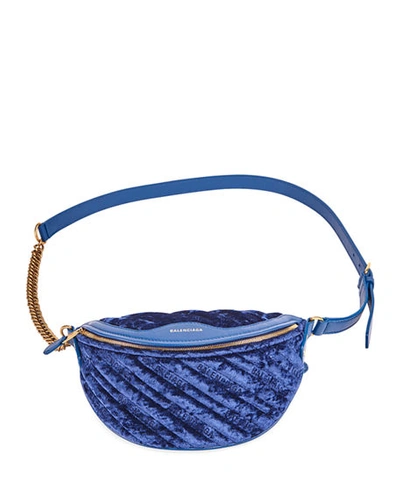 Balenciaga Souvenir Xxs Aj Logo Belt Bag In Blue