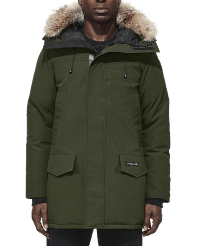 Canada Goose Men's Langford Arctic-tech Parka Jacket With Fur Hood In Military Green