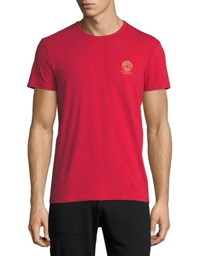 Versace Medusa Logo Crewneck T-shirt In Bright Red