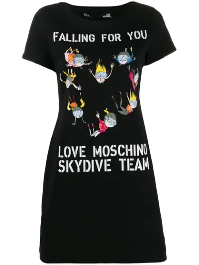 Love Moschino Skydiving Print T-shirt Dress - Schwarz In Black