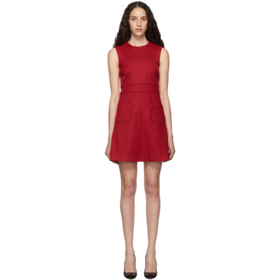 Red Valentino Scalloped Patch-pocket Twill Mini Dress In D05 Red