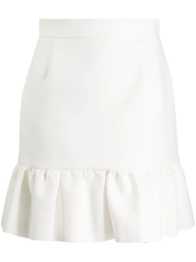 Msgm Ruffled-hem Crepe Mini Skirt In White