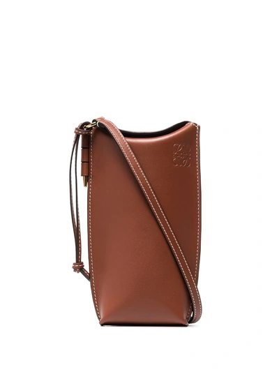 Loewe Gate Pocket Leather Crossbody Mini Bag In Brown