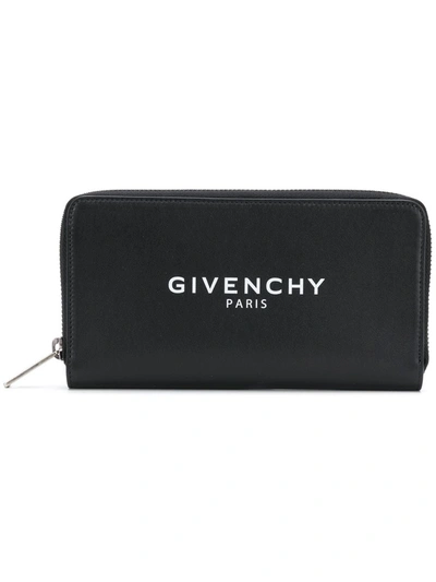 Givenchy Logo Zip Around Wallet In Black