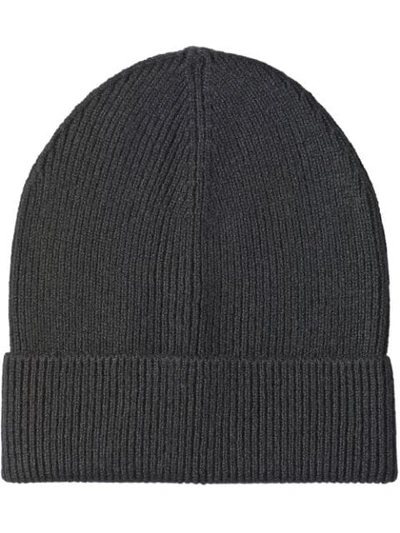 Prada Cashmere Ribbed Beanie In Black