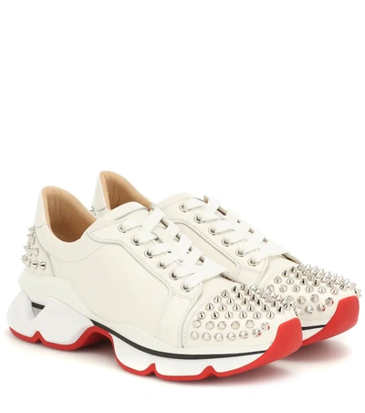 Christian Louboutin Vrs 2018 Studded Leather Sneakers In Snow/ Silver
