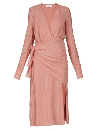 Altuzarra Sade Long-sleeve Striped Wrap-dress In Light Pink