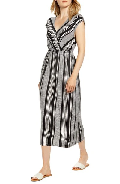 B Collection By Bobeau Danielle Variegated Stripe Jersey Midi Dress In Black