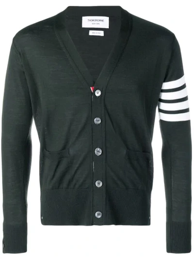 Thom Browne Fine Merino Wool V-neck Cardigan In Green