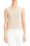 Theory Crochet Sleeveless Cotton Blend Sweater In Pale Blush