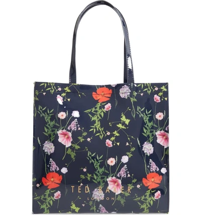 Ted Baker Primcon Hedgerow Print Large Icon Tote - Blue In Dark Blue