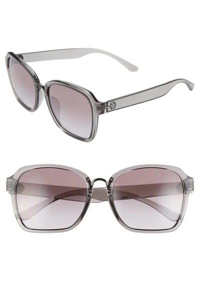 Tory Burch 57mm Gradient Square Sunglasses In Transparent Grey/ Grey