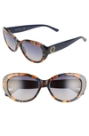 Tory Burch 56mm Gradient Cat Eye Sunglasses In Amber Tortoise/ Blue Gradient