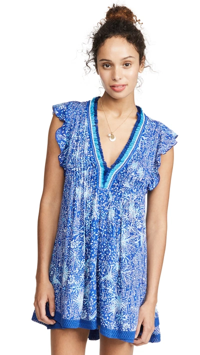 Poupette St Barth Poupette St. Barth Sasha Cover-up Minidress In Blue Geo Batik Vertical