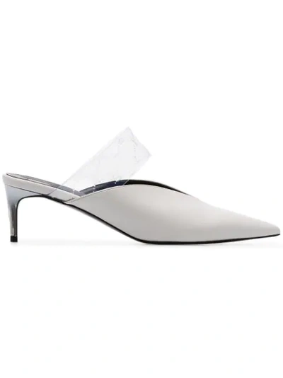 Stella Mccartney Logo-perforated Pu And Faux Leather Mules In White