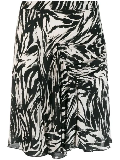 N°21 Animalier Printed Crepe Mini Skirt In Black ,white