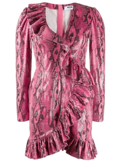 Msgm Python Print Techno Mini Dress In Pink