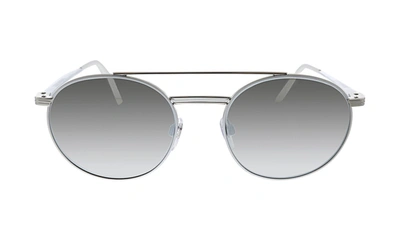 Burberry Double Bridge Metal Round Sunglasses In Silver
