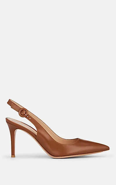 Gianvito Rossi Smooth Leather Slingback Pumps In Light Brown