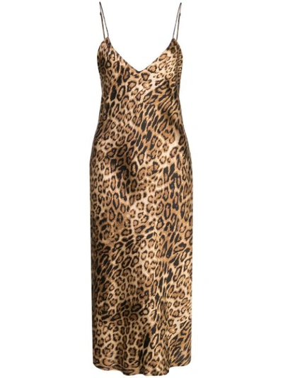 Nili Lotan Leopard-print Silk-satin Dress In Gold