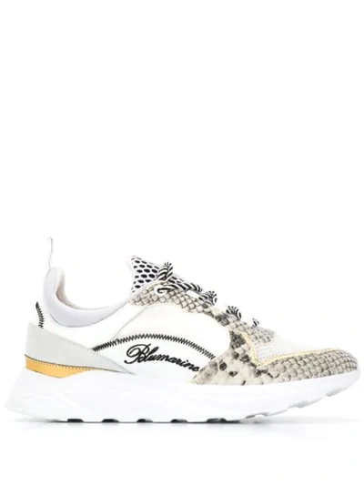 Blumarine Python Print Trainers In White