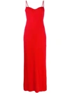 Galvan Spaghetti Strap Evening Dress In Red