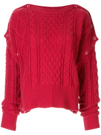 Miharayasuhiro Cable Knit Slouchy Sweater In Red
