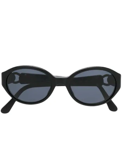 Pre-owned Saint Laurent Oval Frame Sunglasses In Black