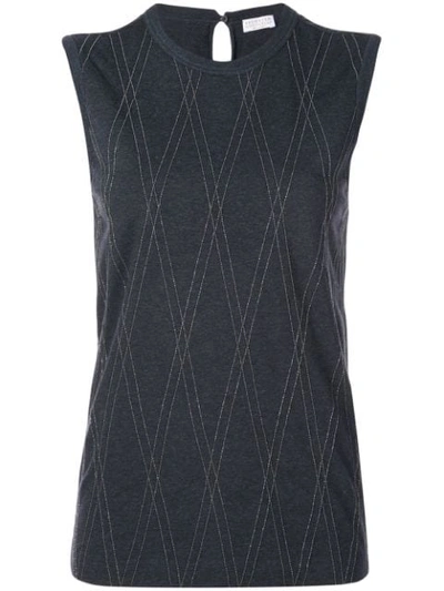 Brunello Cucinelli Argyle Knitted Top In Grey