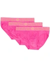 Versace Greek Key Print Briefs Set - Pink