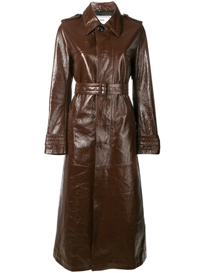 Ami Alexandre Mattiussi Patent Leather Overshirt In Brown