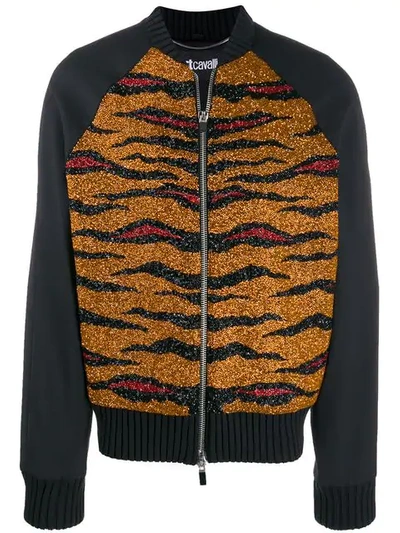 Just Cavalli Embroidered Bomber Jacket In Black