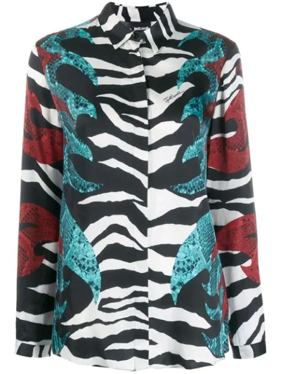 Just Cavalli Printed Long Sleeve Shirt In Black