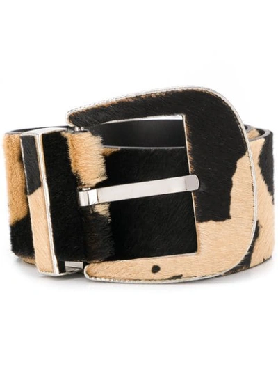 Just Cavalli Cowhide Belt In Neutrals