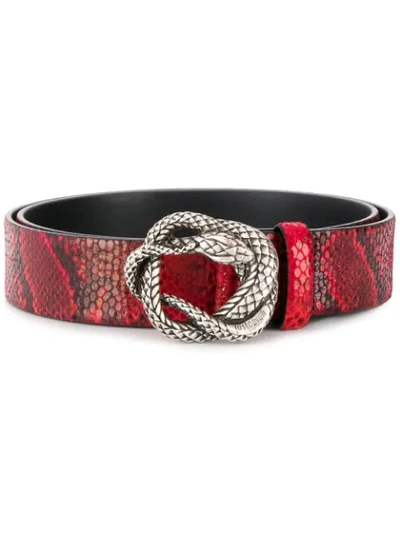 Just Cavalli Snake Buckle Belt In Red