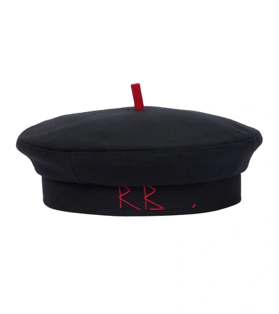 Ruslan Baginskiy Black Barret Wool Cap With Red Details / Hat