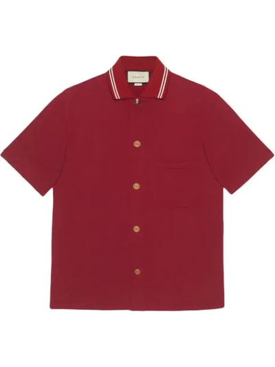 Gucci Cotton Piquet Polo In Red