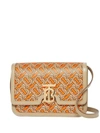 Burberry Tb Monogram Leather Shoulder Bag In Beige