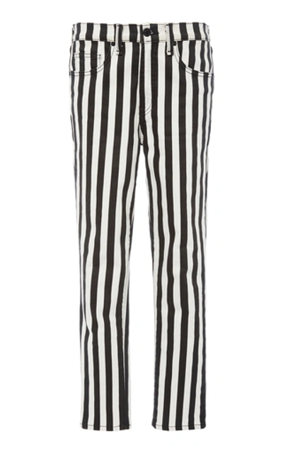 Nili Lotan Rigid High-rise Striped Slim-leg Jeans In Black/white