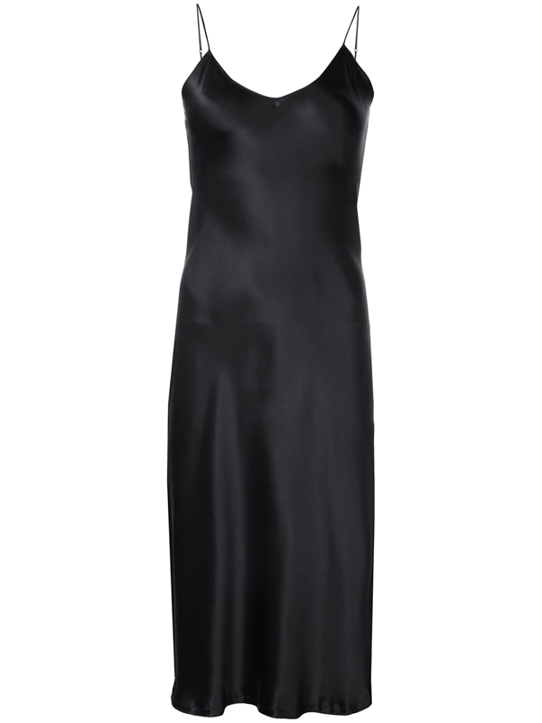 Nili Lotan Junie Satin Cowl-neck Cami Dress In Black | ModeSens