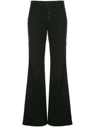 Nili Lotan Athens Stretch-cotton Flared Pants In Black