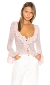 Lpa Ruffle Sweater Cardigan In Light Pink