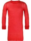 Rick Owens Ribbed T-shirt In Red