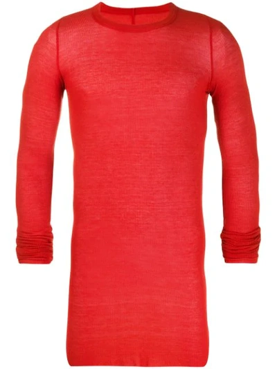 Rick Owens Ribbed T-shirt In Red