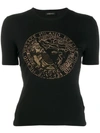 Versace Crystal T-shirt With Medusa Logo In Black